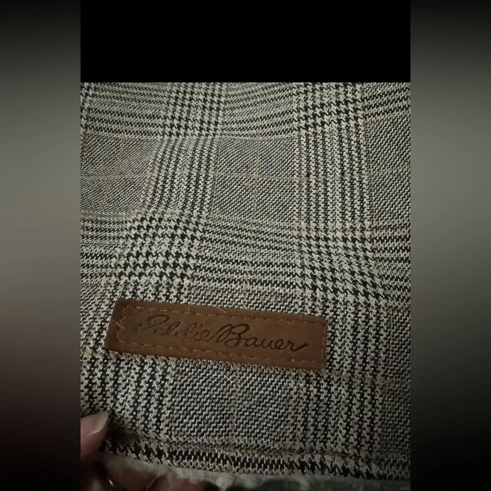 Eddie Bauer PET Plainfield Coat, Plaid Brown/Gray Size Medium